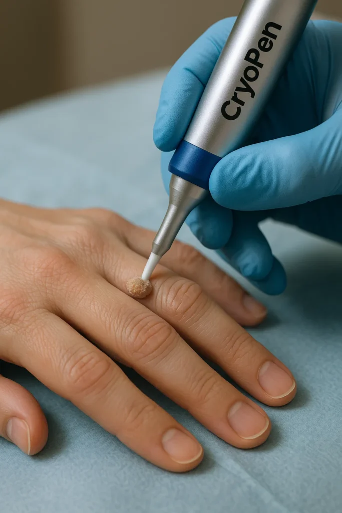 example of cryopen wart removal Greater London (Kingston upon Thames) treatment on a persons finger