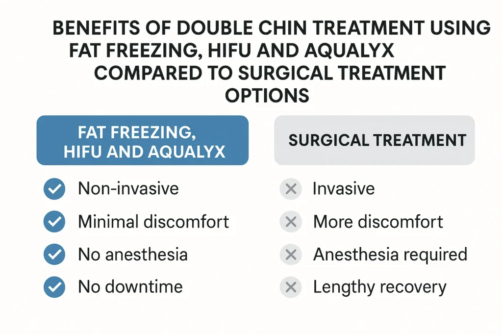 Graphic about the benefits of double chin treatment Greater London (Kingston upon Thames) - from LA LIPO