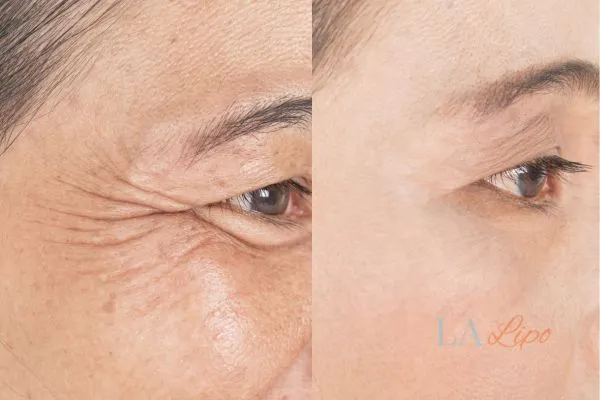 Before and after results of woman - HI-fu wrinkles reduction treatment Greater London (Kingston upon Thames)