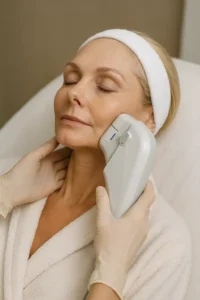 Woman receiving HIFU non surgical facelift treatment Greater London (Kingston upon Thames)