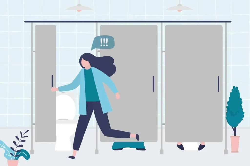 graphic of Urine incontinence Greater London (Kingston upon Thames) woman running to the toilet.