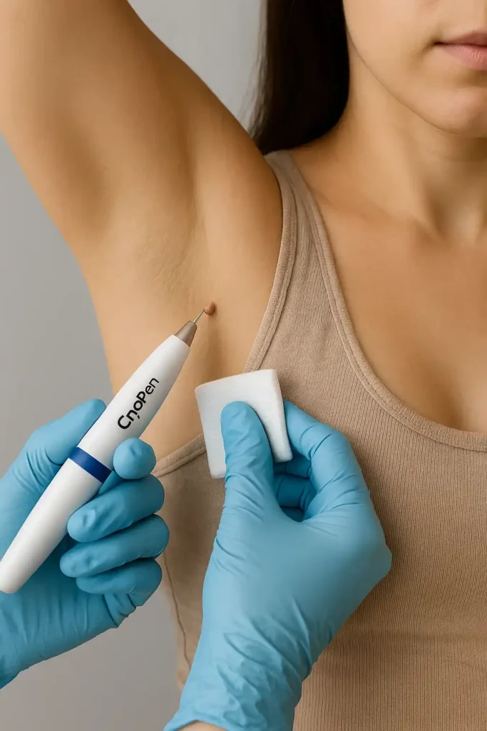 woman having cryopen to remove underarm skin tags Greater London (Kingston upon Thames)